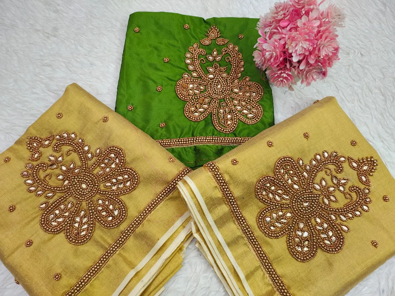 Charming Bottle Green Buti Aari Blouse Affordable Elegant Ready to Stitch - Image 5