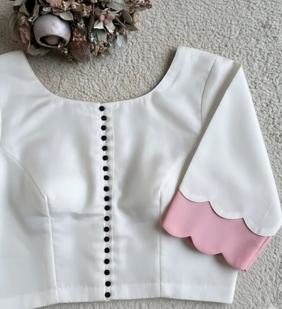 Cotton Silk Viral Cutwork Blouse Deep-Neck Designer Fit ReadytoWear Premium Drop