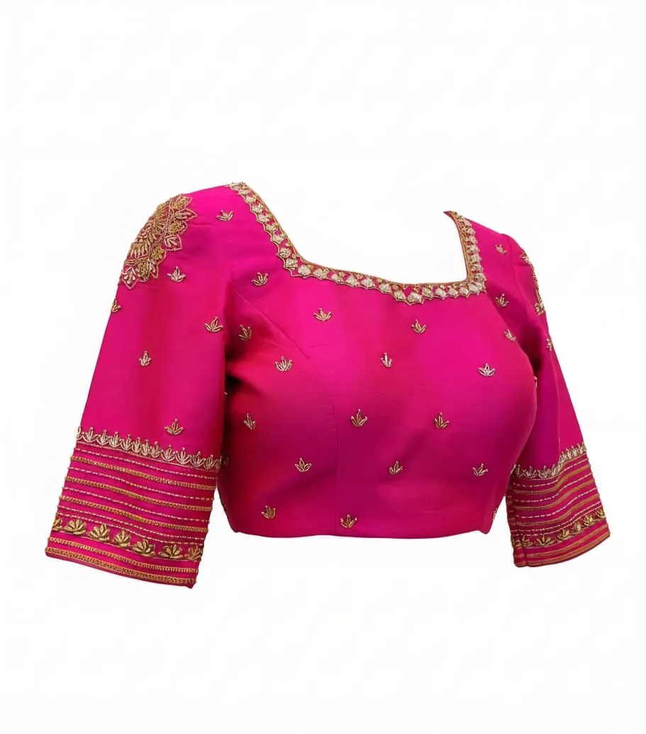 Designer Pink Zardosi Maggam Work Blouse  Grand Yet Affordable Bridal Collection