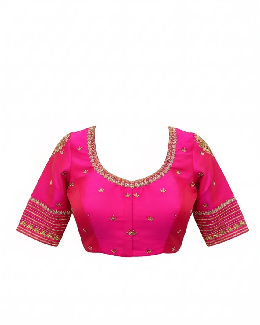 Designer Pink Zardosi Maggam Work Blouse Grand Yet Affordable Bridal Collection - Image 4