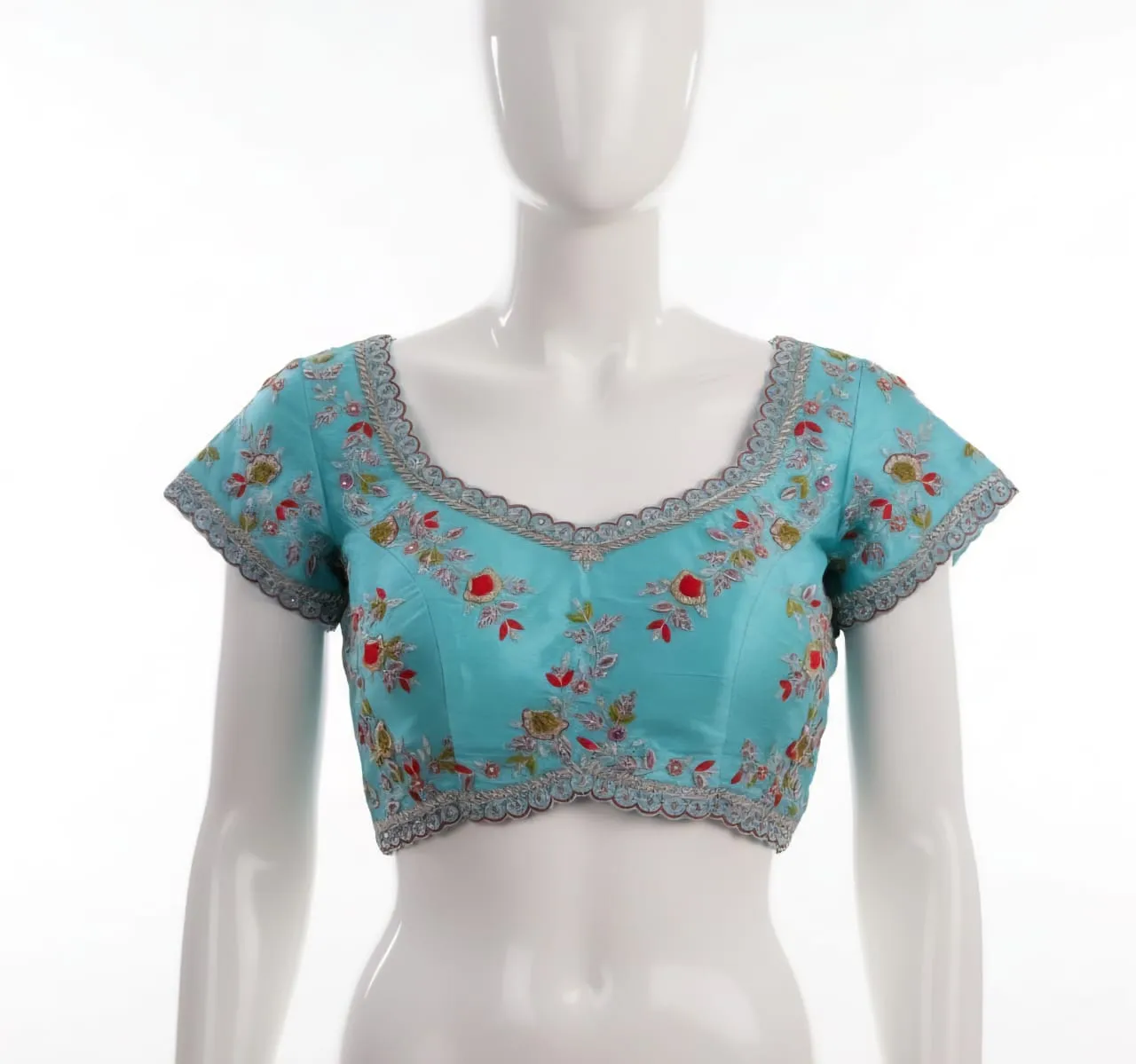 Designer Sly Blue Cutwork Maggam Work Bridal Blouse Premium Craftsmanship at Budget Price  Custom Fit Available