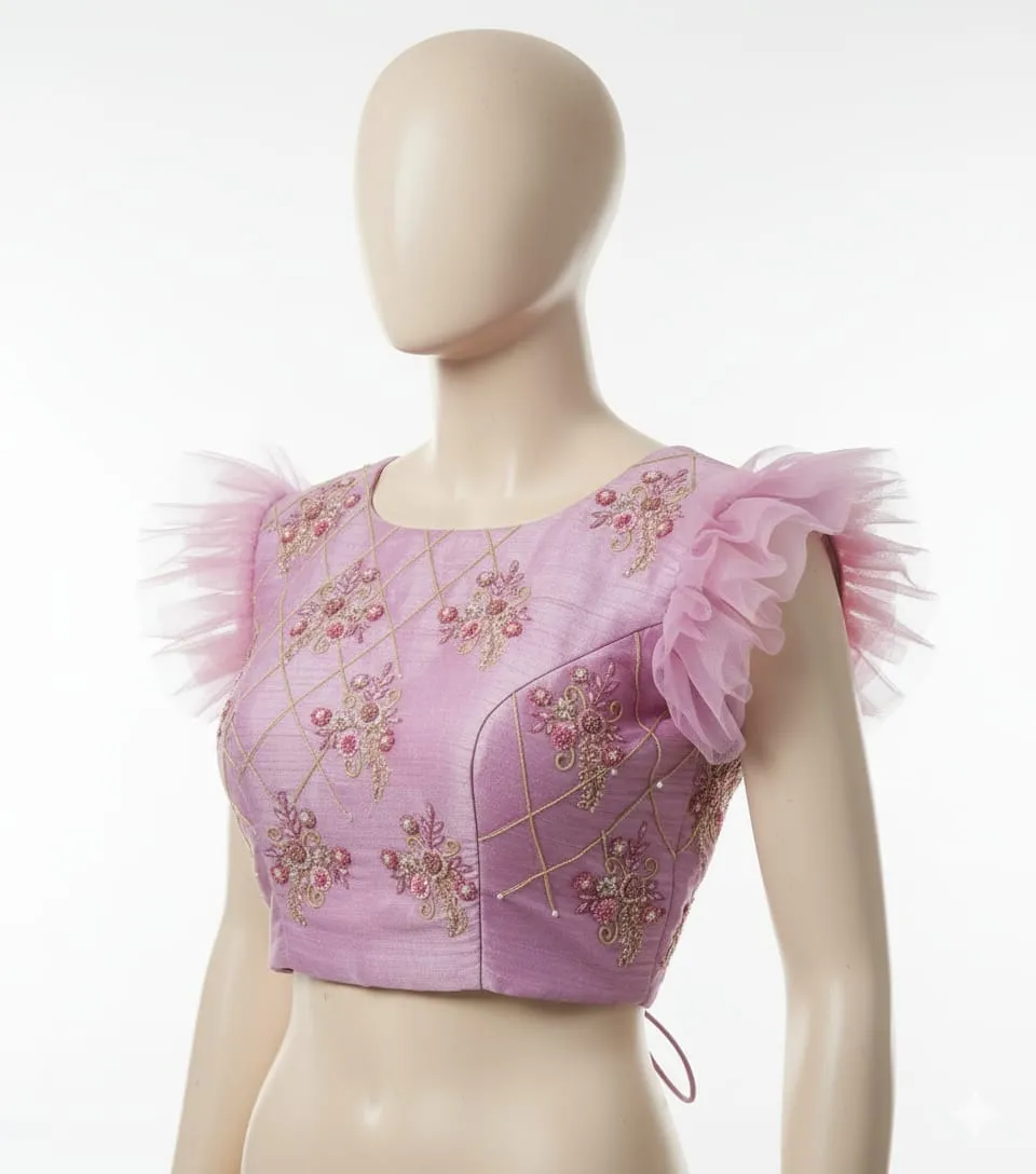 Elite Lavender Designer Maggam Blouse  Custom Hand Embroidery Masterpiece