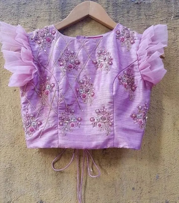 Elite Lavender Designer Maggam Blouse Custom Hand Embroidery Masterpiece - Image 2