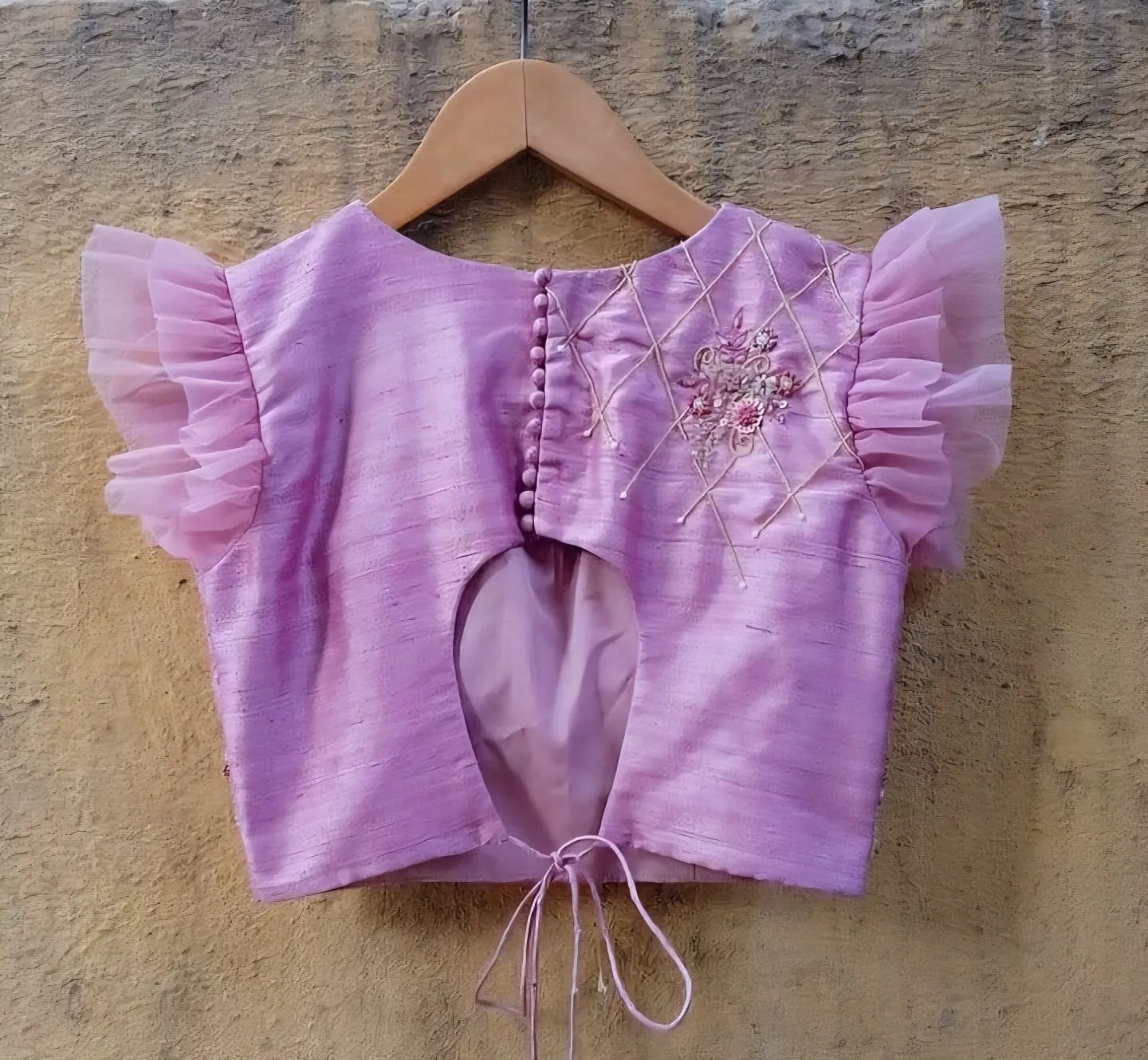 Elite Lavender Designer Maggam Blouse Custom Hand Embroidery Masterpiece - Image 3