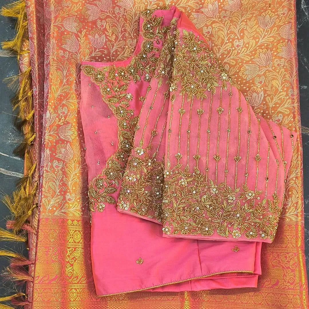 Exclusive Baby Pink Bridal Net Maggam Blouse  Elite Look at an Affordable Budget