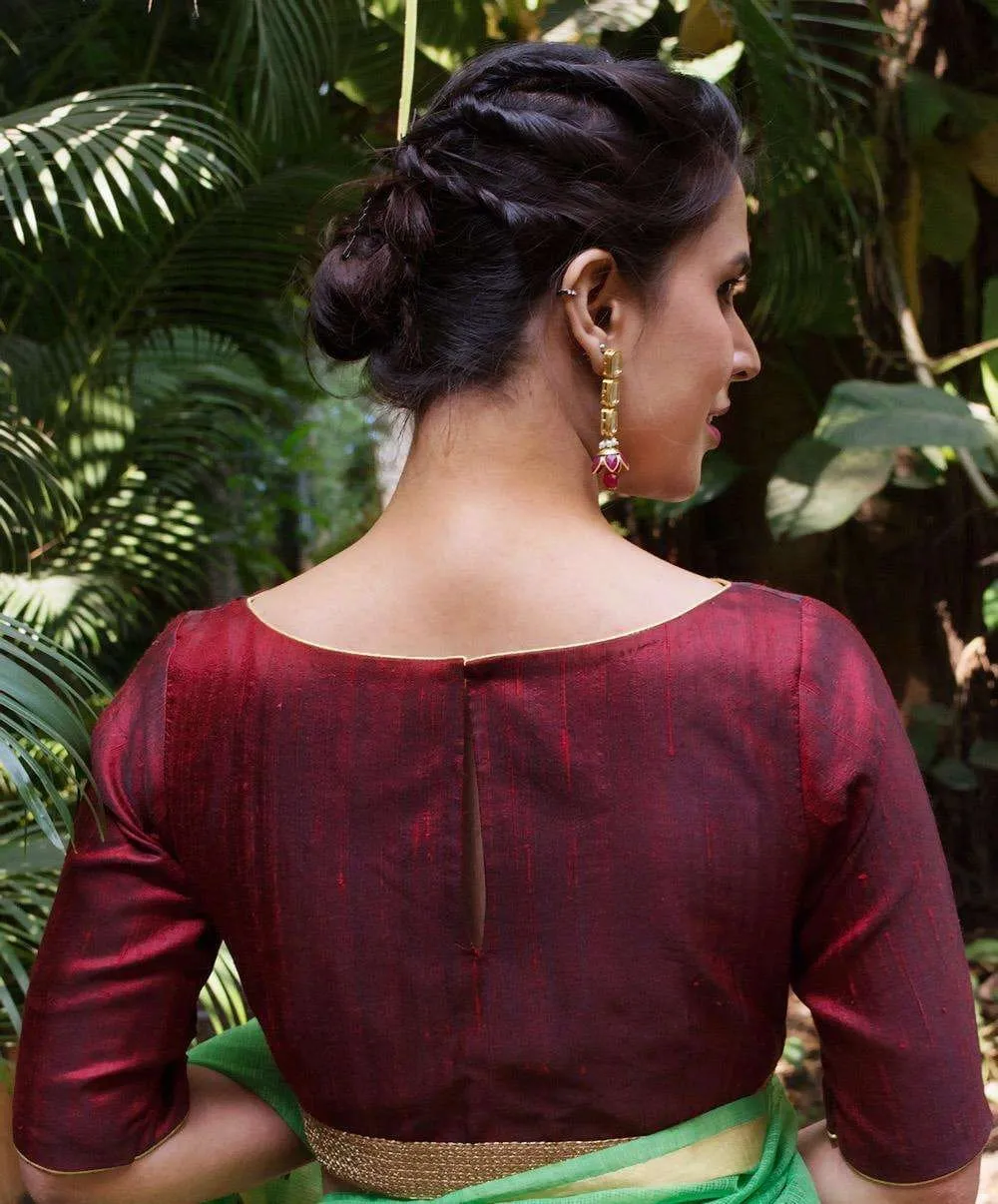 Exclusive Boat Neck Gold Fancy Blouse Custom Sizes Premium Look, Discount Offer - Image 7