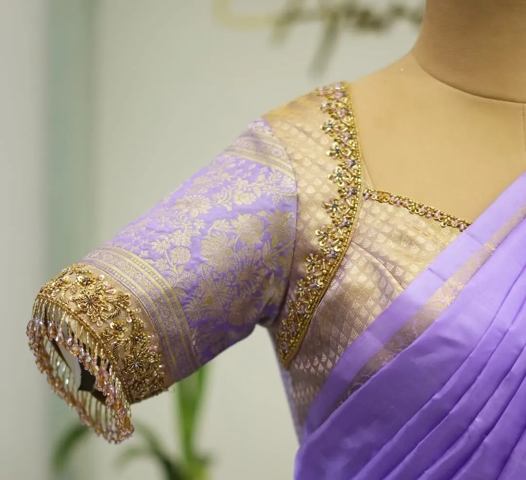 Exclusive Bridal Wedding Blouse with Heavy Gold Zardosi Maggam Embroidery Custom Made Elegance - Image 2