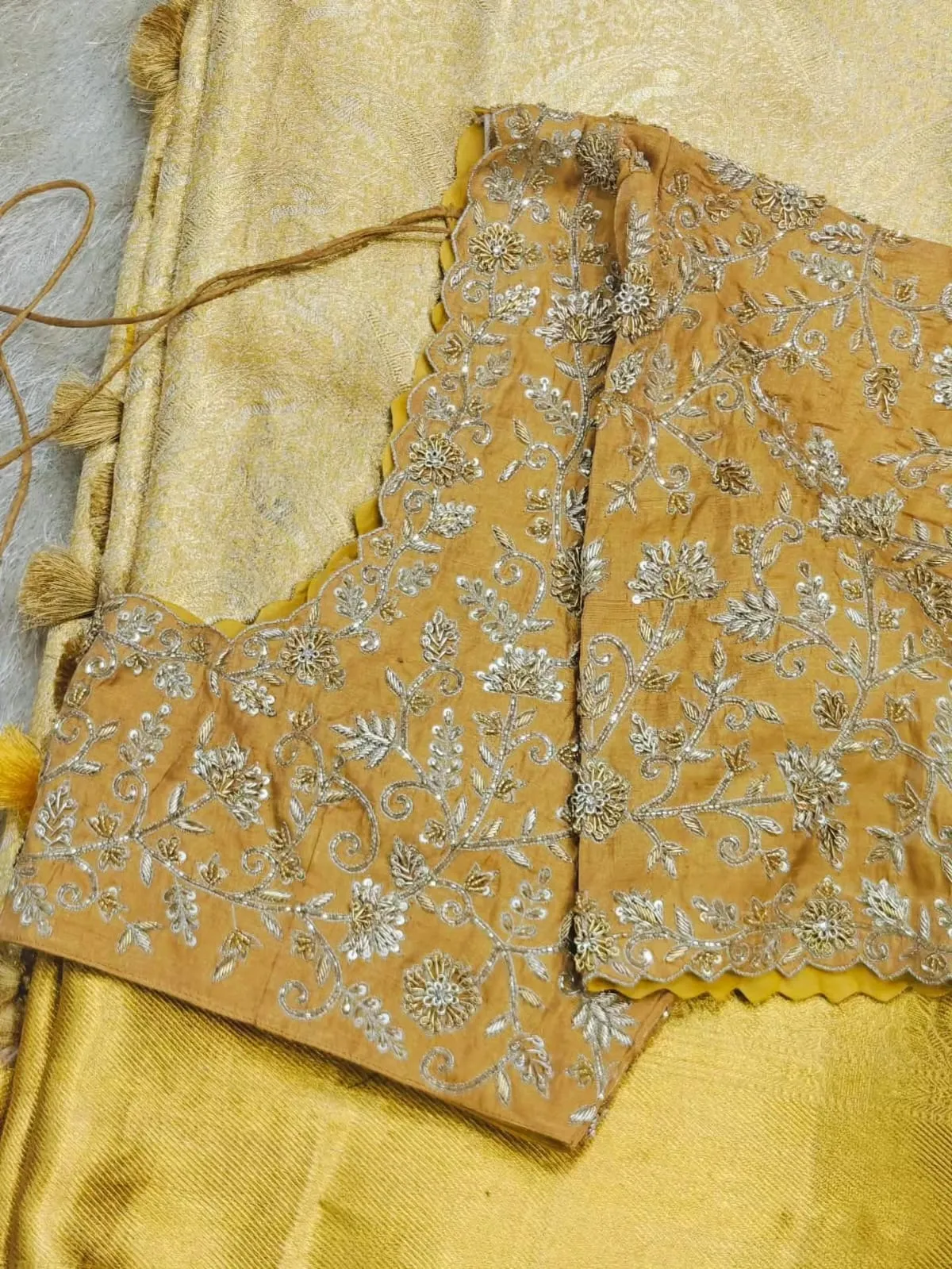 Exclusive Gold Bridal Maggam Work Blouse  Heavy Work, BudgetFriendly Bridal Wear