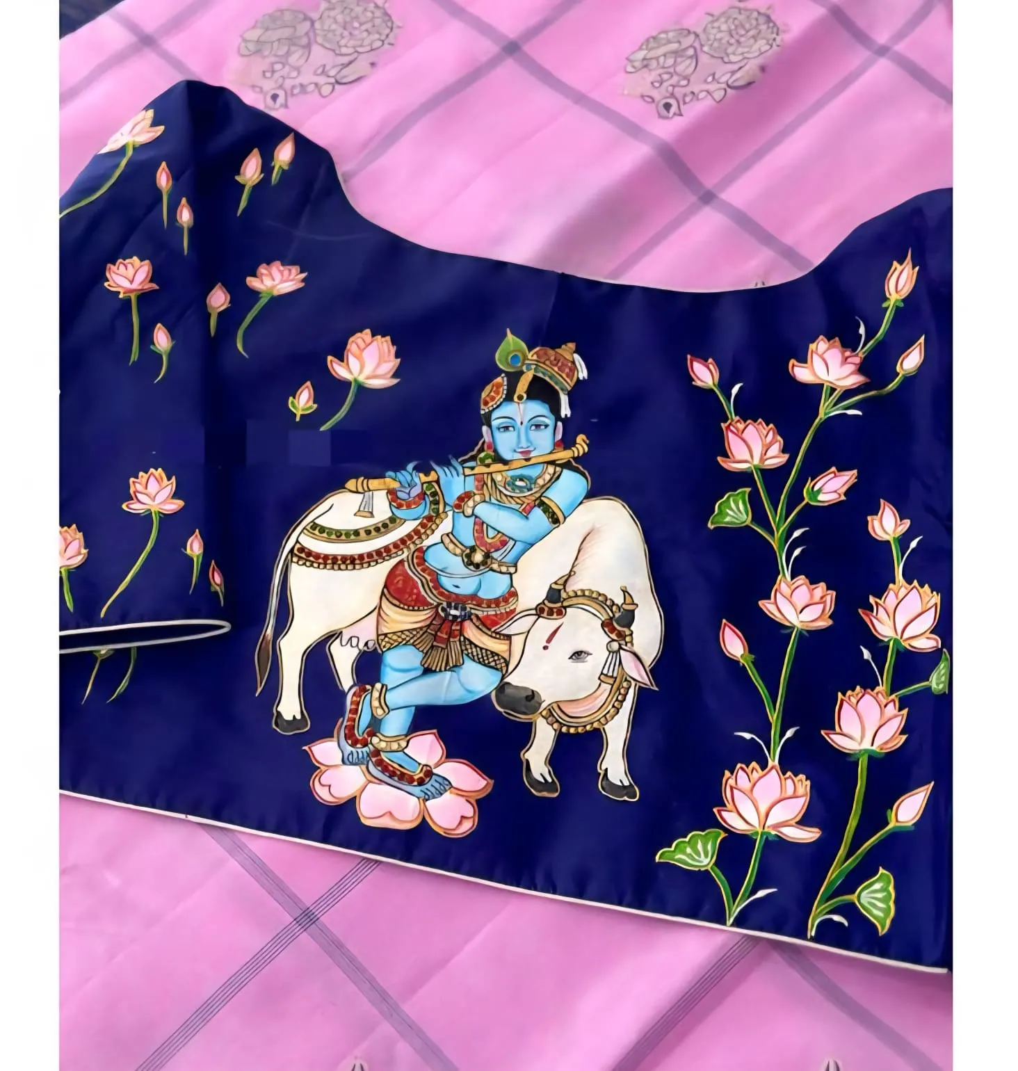 Exclusive KrishnaRukmini Wedding Tanjore Art  Luxurious Gold Foil Finish Bridal Blouse Highlights