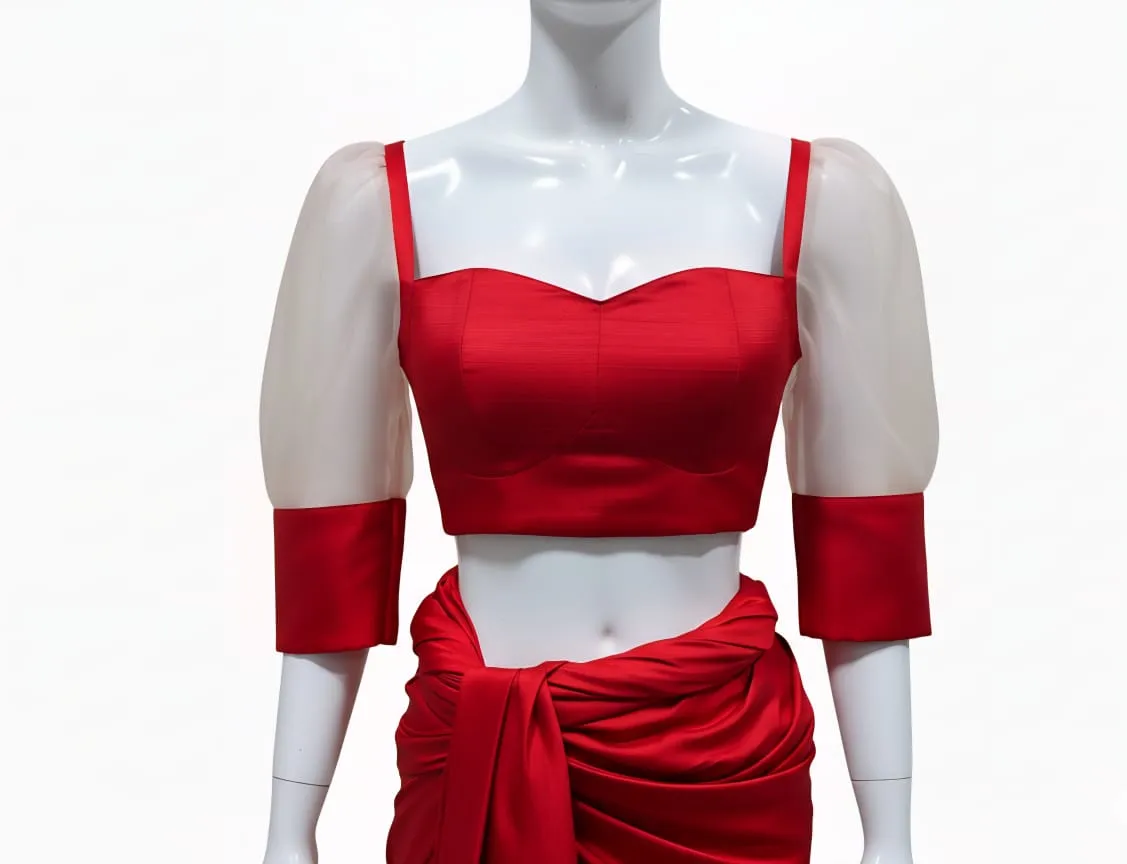 Exclusive Sweetheart Neck Maggam Work Blouse  Elegant Net Sleeve Design