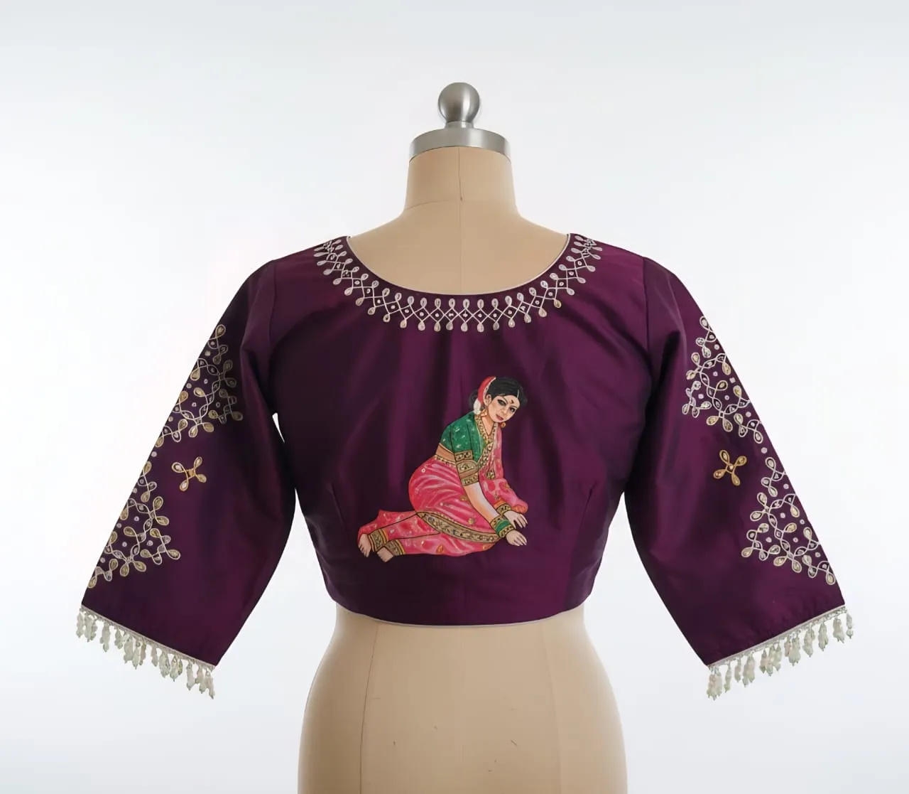 Exclusive Wine Traditional Maggam Work Blouse  Designer Aari Detailing  Limited-Time Offer