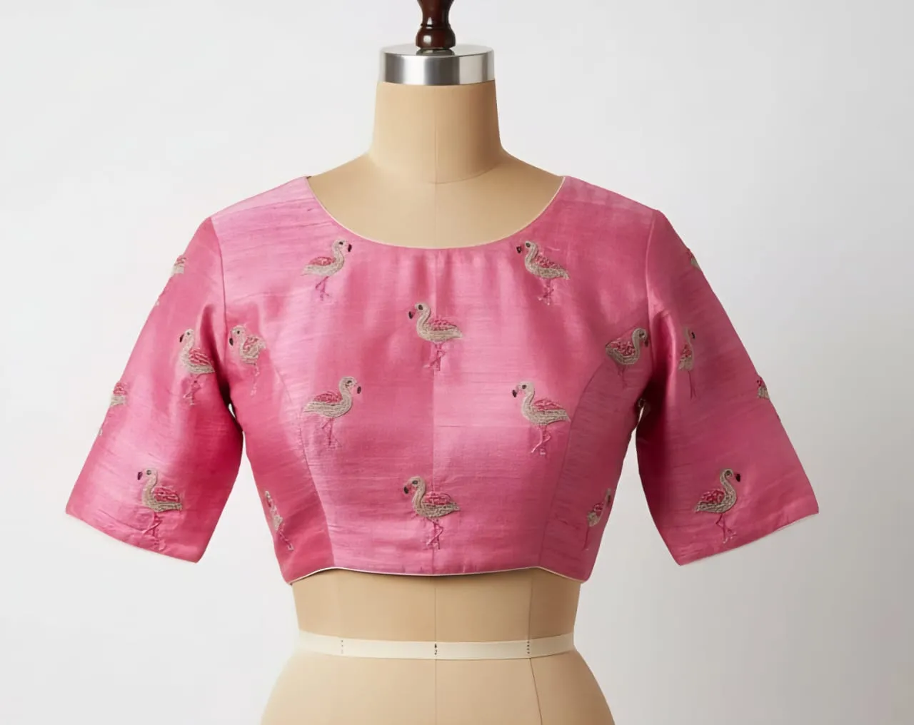 Flamingo Inspired Baby Pink Maggam Work Blouse  Trending Handcrafted Design 2025