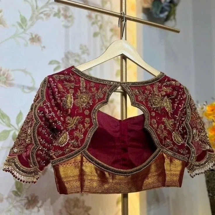 Grand Wedding Red Maggam Work Blouse  Handcrafted Zardosi Perfection in Budget