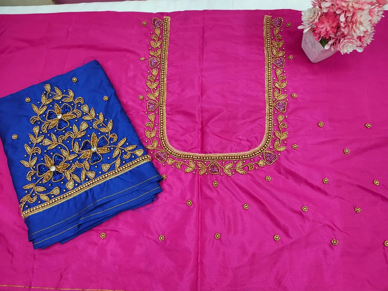 HotSelling Pink Kodi Design Blouse  Premium Aari Work at Exclusive Price