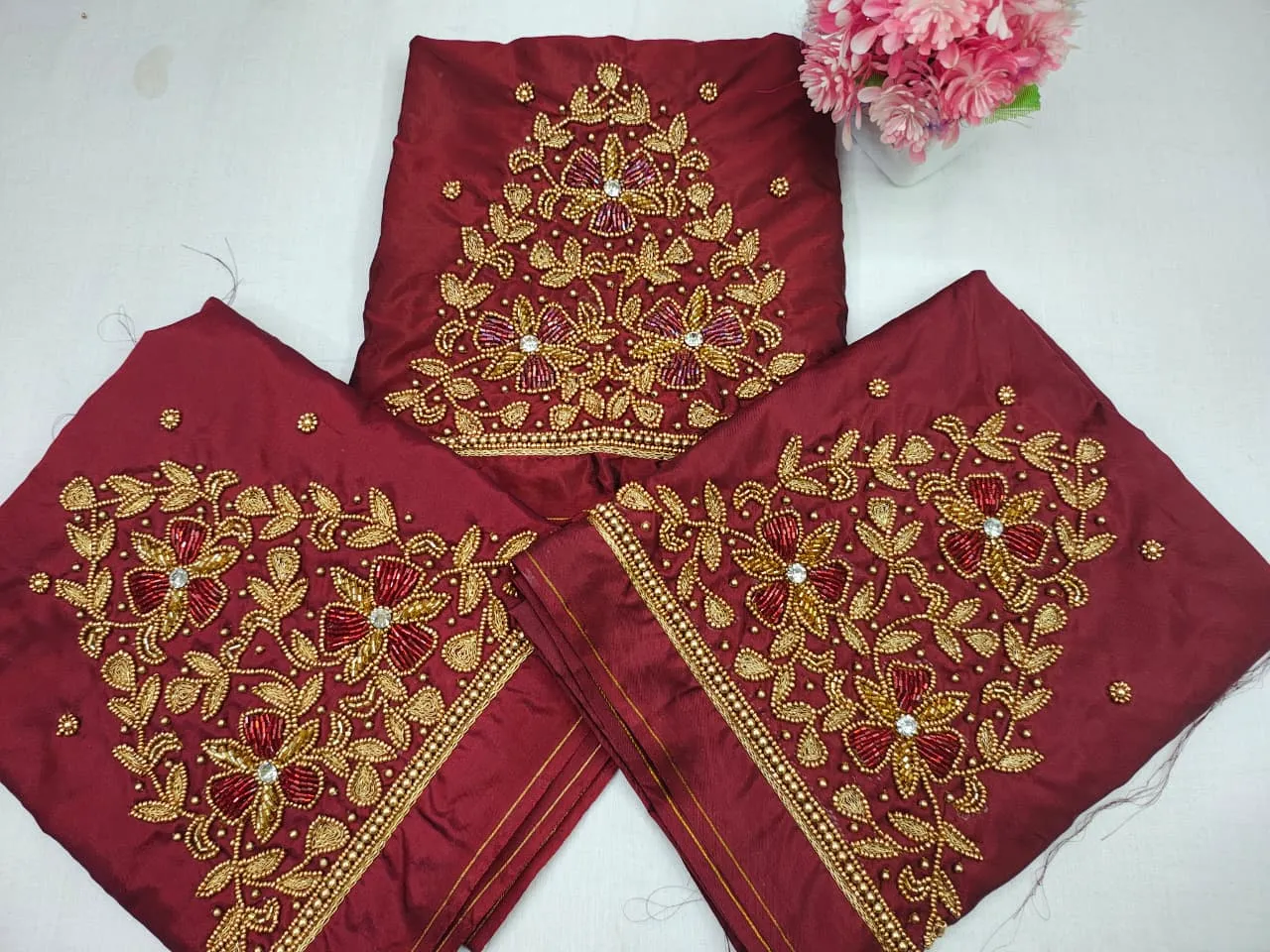 HotSelling Pink Kodi Design Blouse Premium Aari Work at Exclusive Price - Image 2