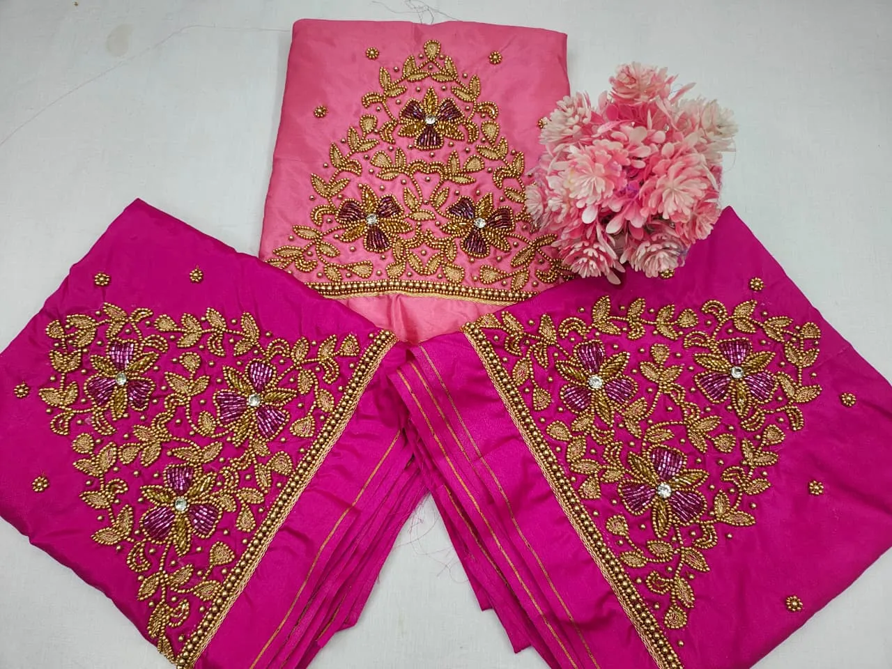 HotSelling Pink Kodi Design Blouse Premium Aari Work at Exclusive Price - Image 3