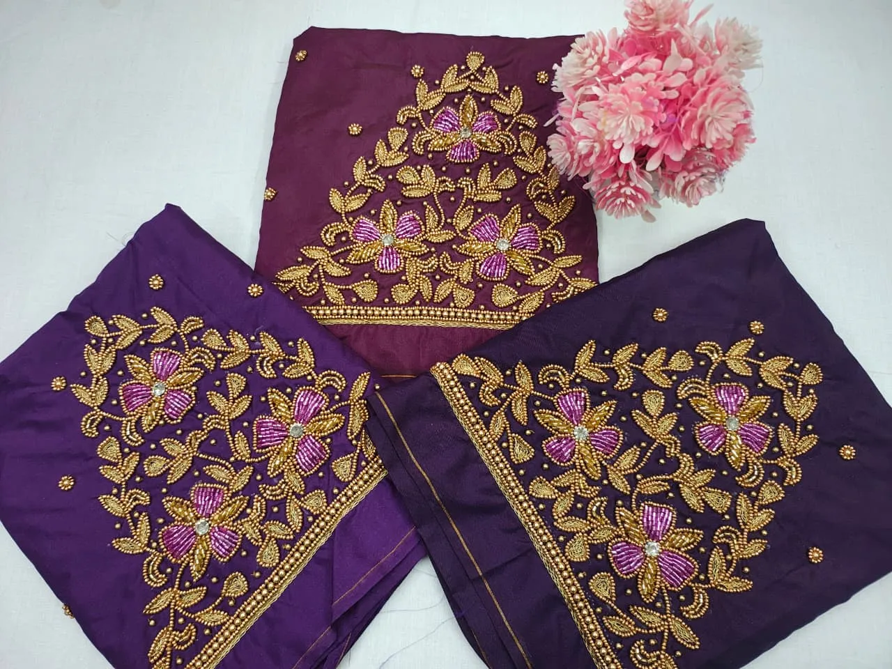 HotSelling Pink Kodi Design Blouse Premium Aari Work at Exclusive Price - Image 4