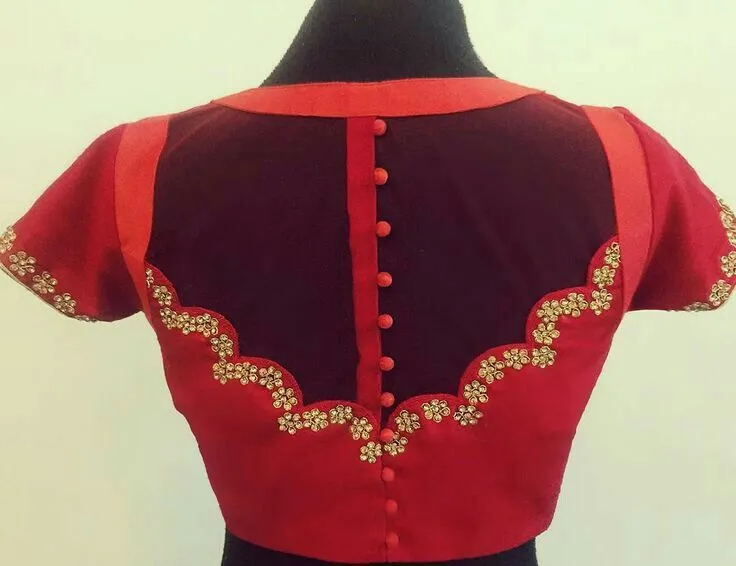 Latest Bridal Red Maggam Work Blouse  Stunning Work  Designer Back-Neck Edition