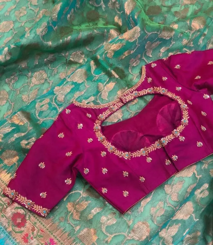 Latest Pink Designer Maggam Work Blouse Handcrafted Elegance at Exclusive Deal - Image 2