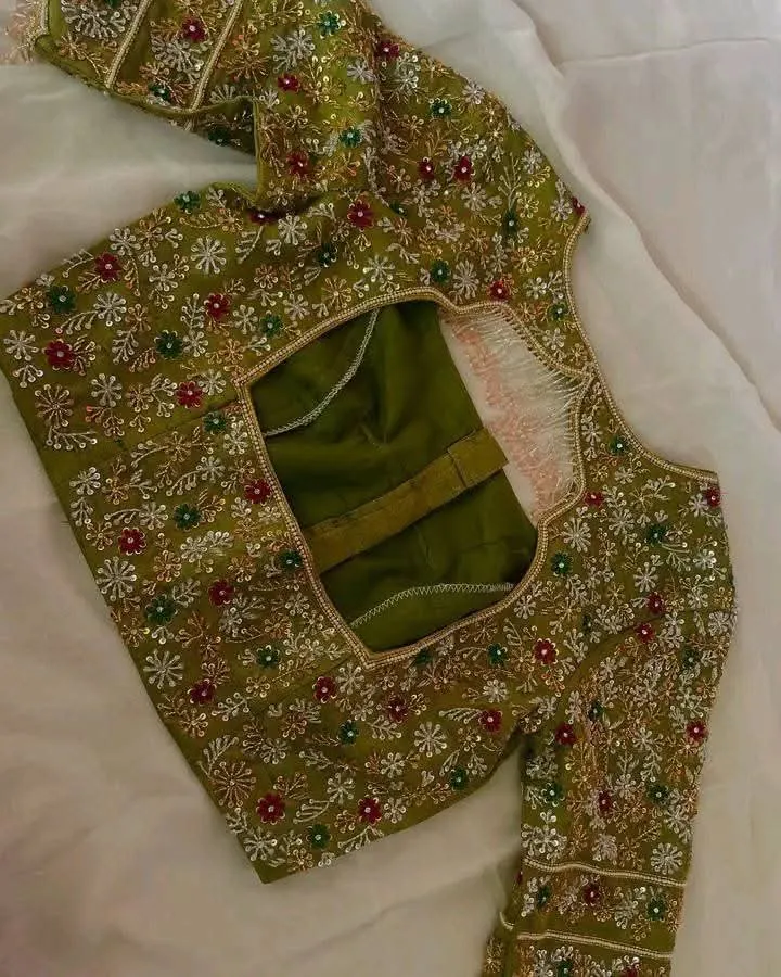 Light Mehendi Green Grand Wedding Maggam Work Bridal Blouse  Premium Bridal Look on a Budget