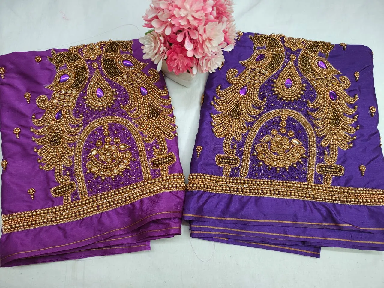 Navy Blue Peacock Aari Work Blouse Premium Handcrafted Design at Budget Price Custom Sizes Available - Image 2