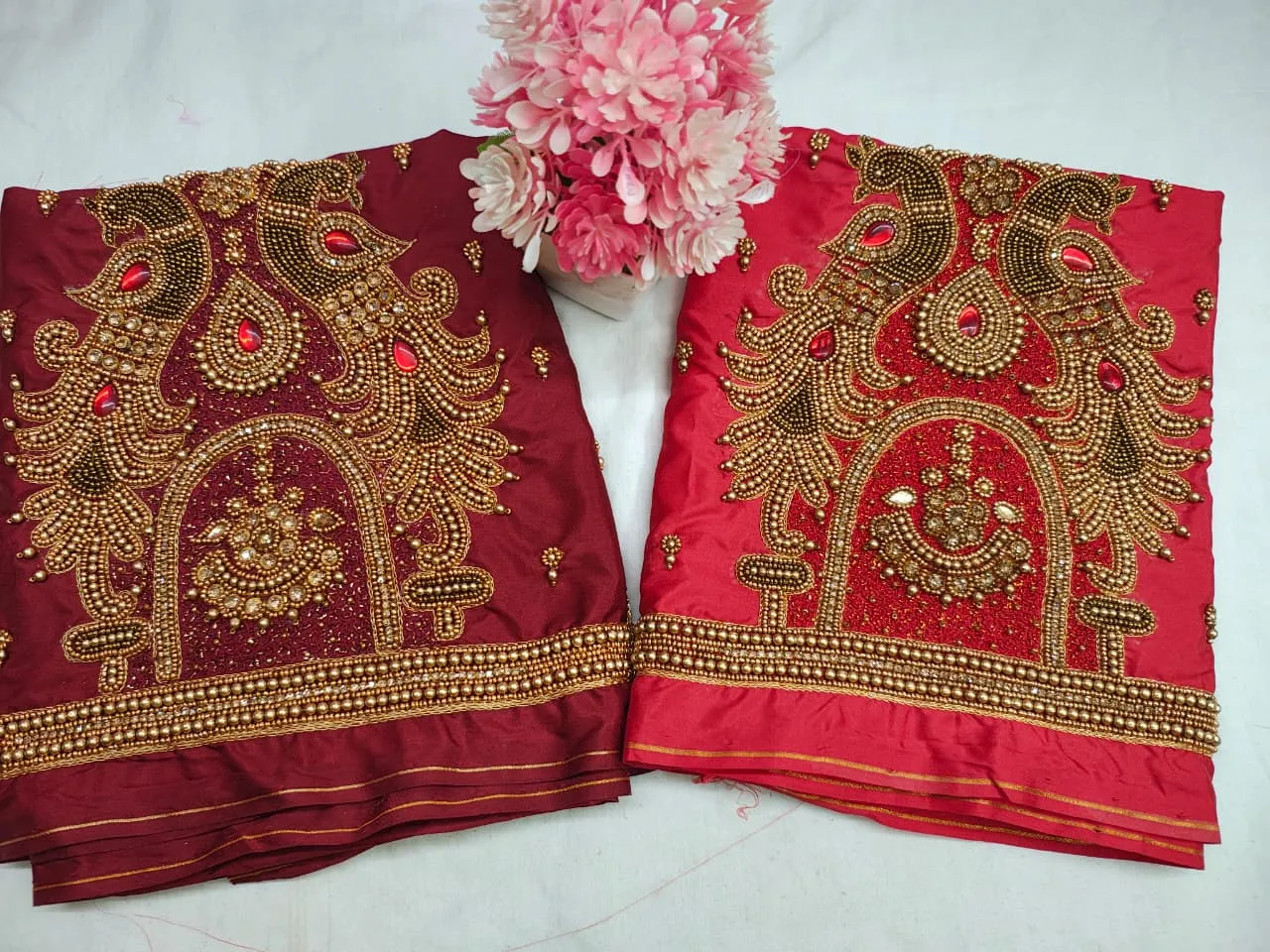 Navy Blue Peacock Aari Work Blouse Premium Handcrafted Design at Budget Price Custom Sizes Available - Image 5