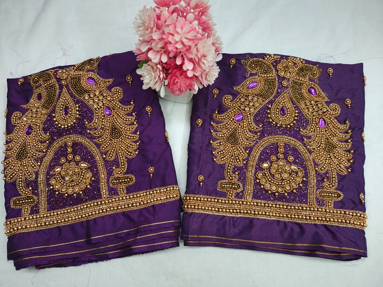 Navy Blue Peacock Aari Work Blouse Premium Handcrafted Design at Budget Price Custom Sizes Available - Image 6