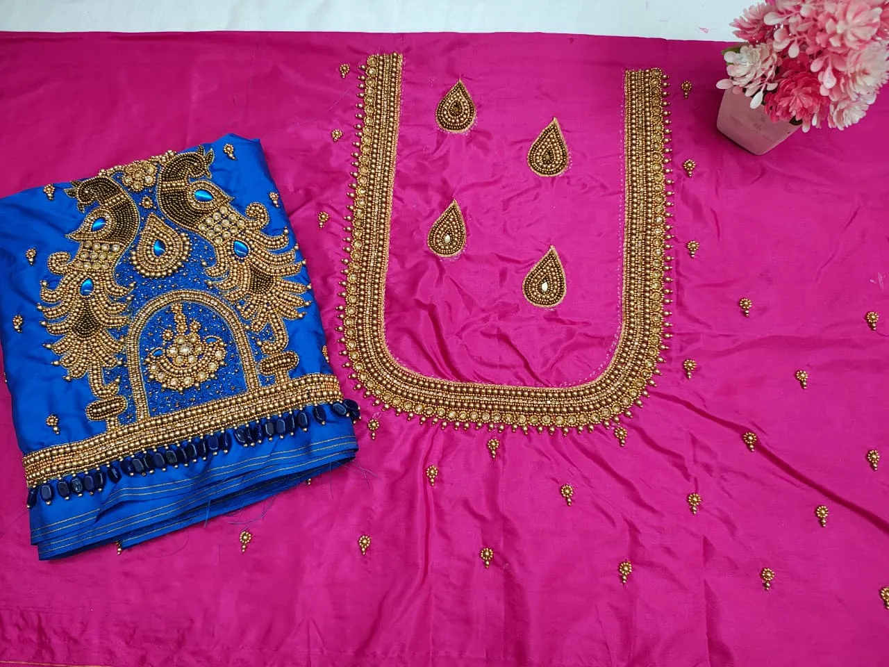 Navy Blue Peacock Aari Work Blouse Premium Handcrafted Design at Budget Price Custom Sizes Available - Image 7