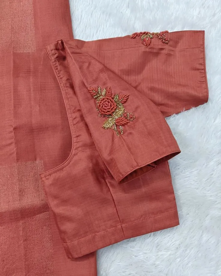 Pastel Brick Red Bridal Maggam Blouse  Stunning Trending Design Under Budget