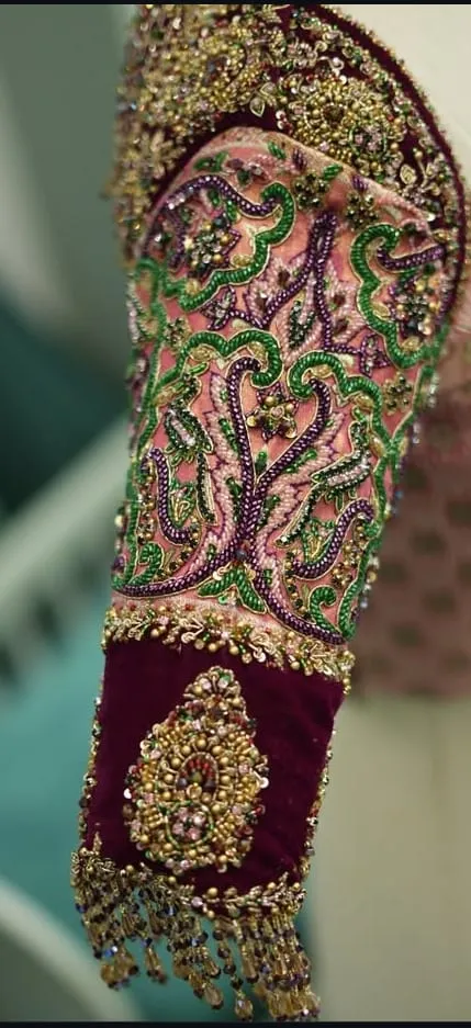 Peach Wedding Bridal Zardosi Maggam Work Blouse Grand Design at a BudgetFriendly Price - Image 2