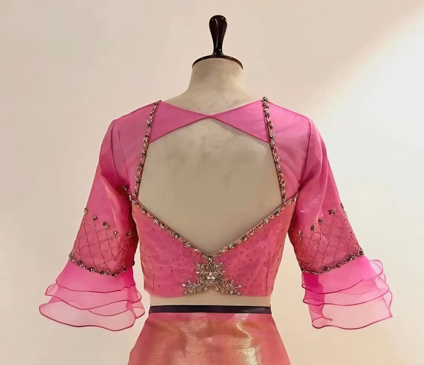 Premium Baby Pink Bridal Maggam Work Blouse  Stunning Wedding-Ready Designer Piece