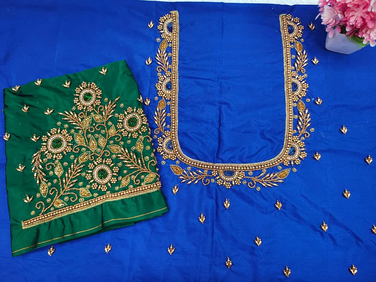 Premium Bottle Green Aari Work Blouse BudgetFriendly Luxury in Custom Sizes Exclusive Discount Offer - Image 4