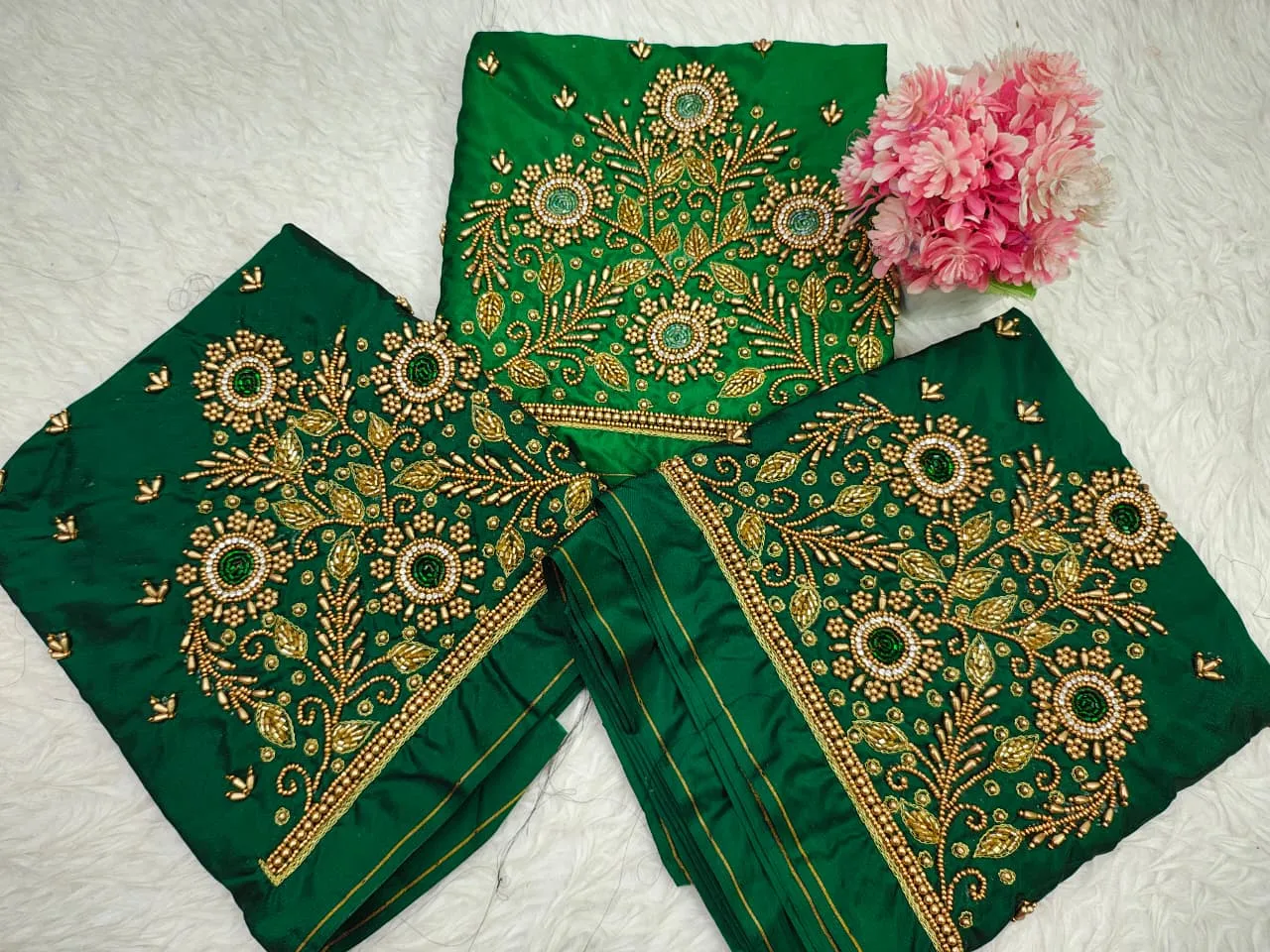 Premium Bottle Green Aari Work Blouse BudgetFriendly Luxury in Custom Sizes Exclusive Discount Offer - Image 6