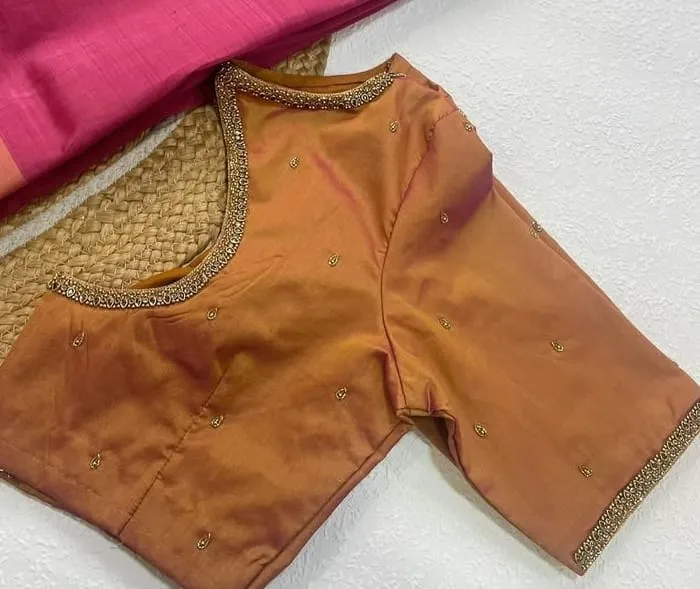 Premium Light Orange Maggam Work Blouse  Elegant Trending Design at Best Price