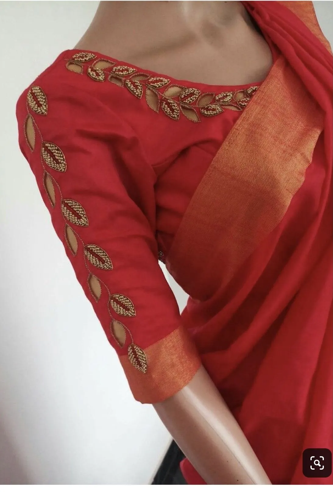 Premium Orange Cutwork Maggam Work Blouse  Trending Bridal Designer Masterpiece