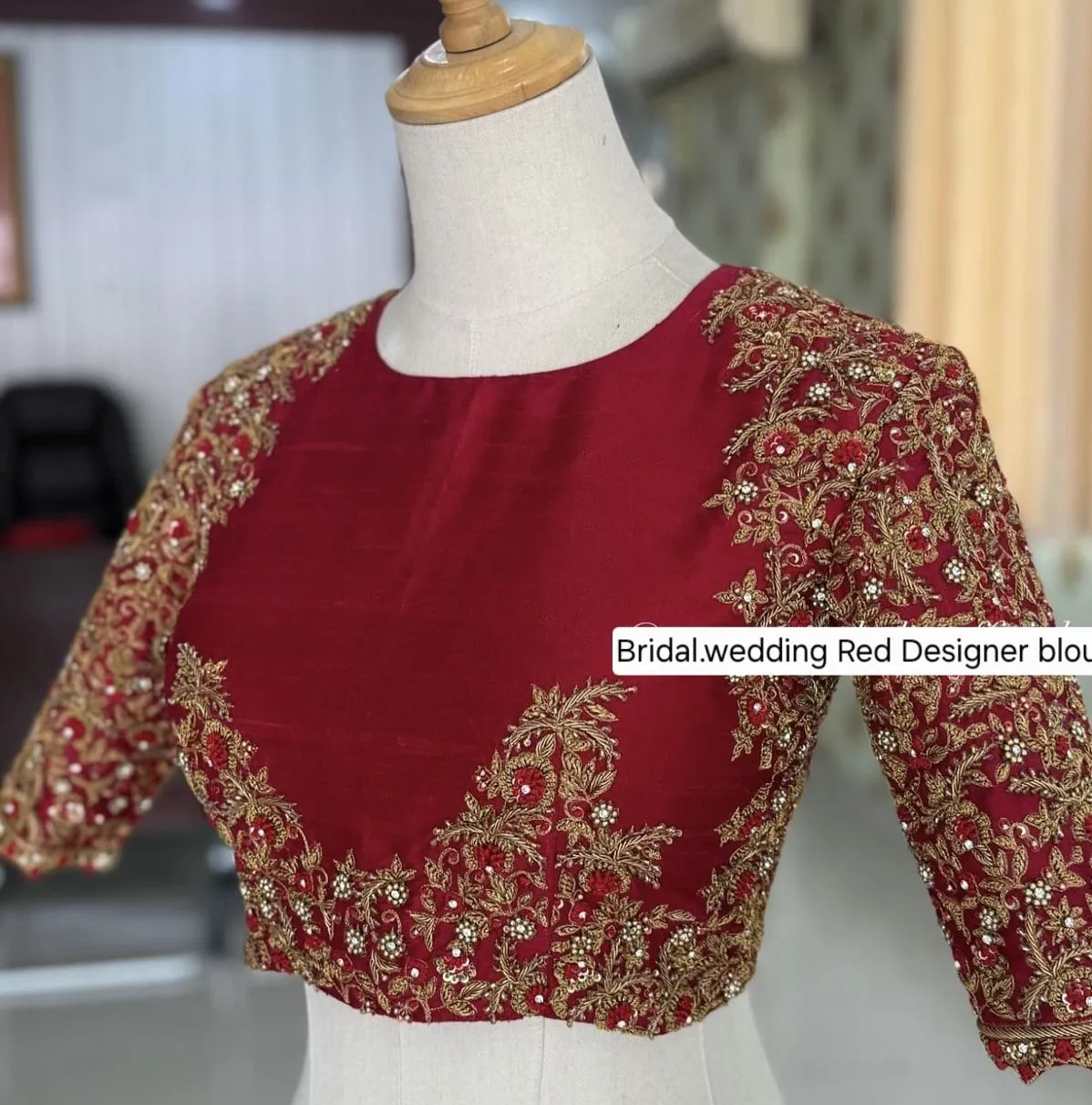 Premium Red Bridal Blouse with Heavy Zardosi Maggam Work  Budget Collection