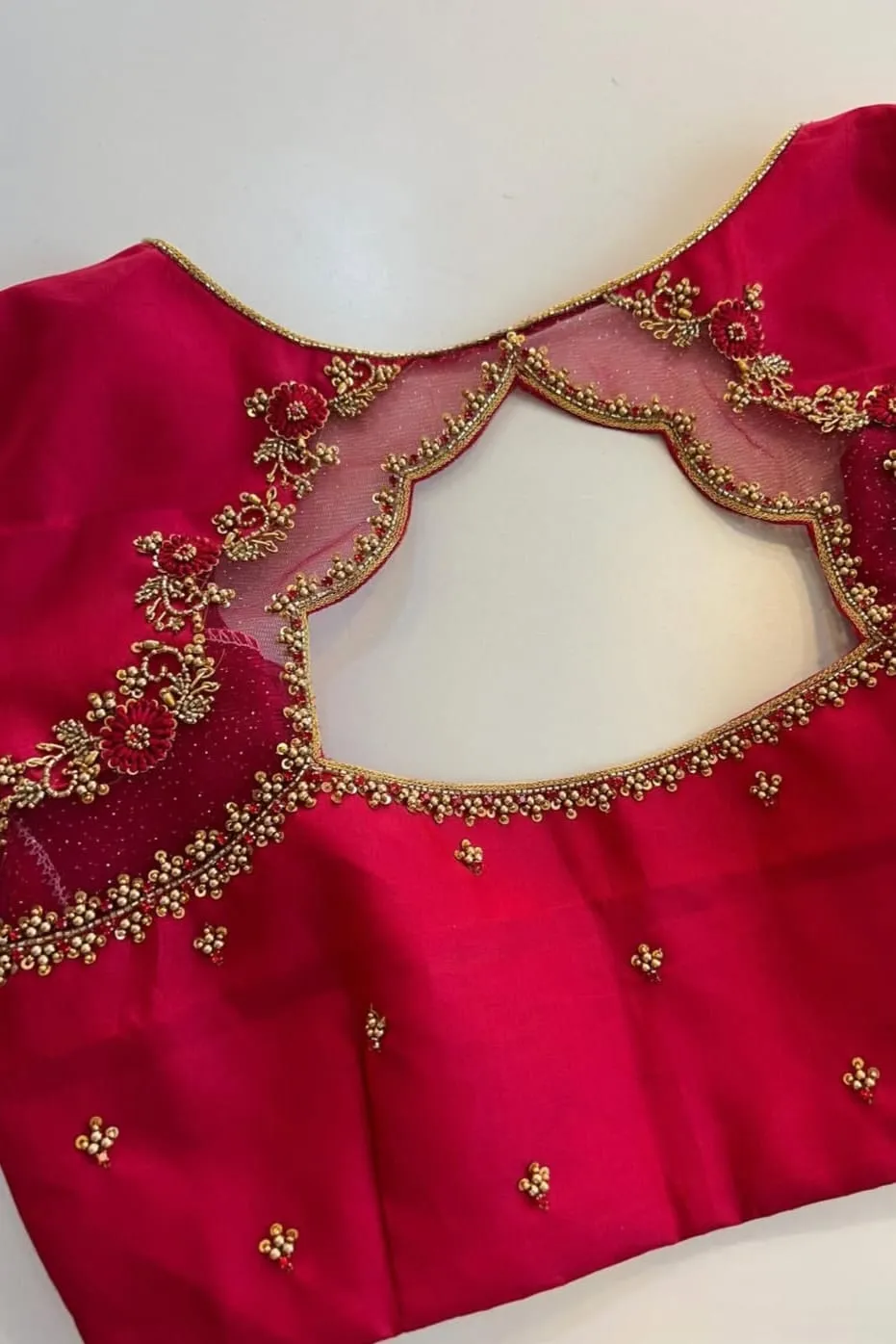 Premium Red Zardosi Maggam Work Blouse Online  Designer Finish Affordable Price