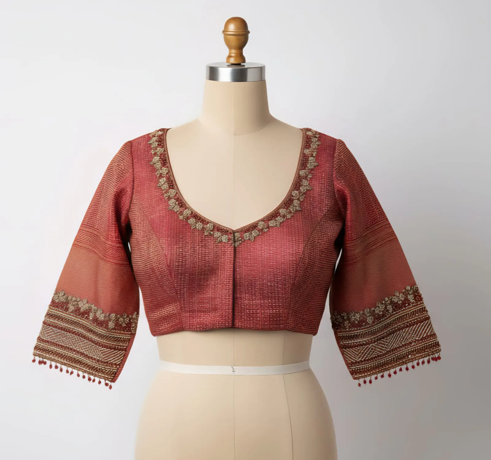 Red Border Zardosi Maggam Work Blouse  Premium Bridal Elegance in Custom Sizes  Budget-Friendly Luxury