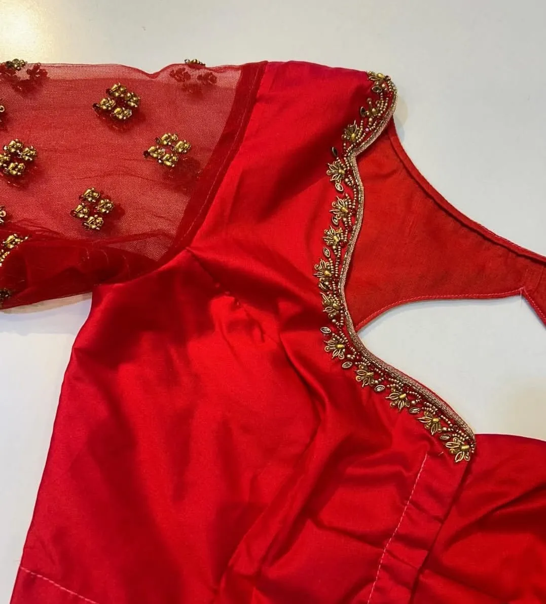 Red Bridal Maggam Work Blouse Exclusive Zardosi Designer Edition