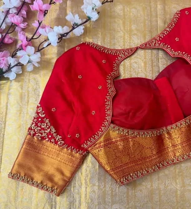 Red Wedding Zardosi Maggam Work Blouse  Grand Bridal Design Under Budget