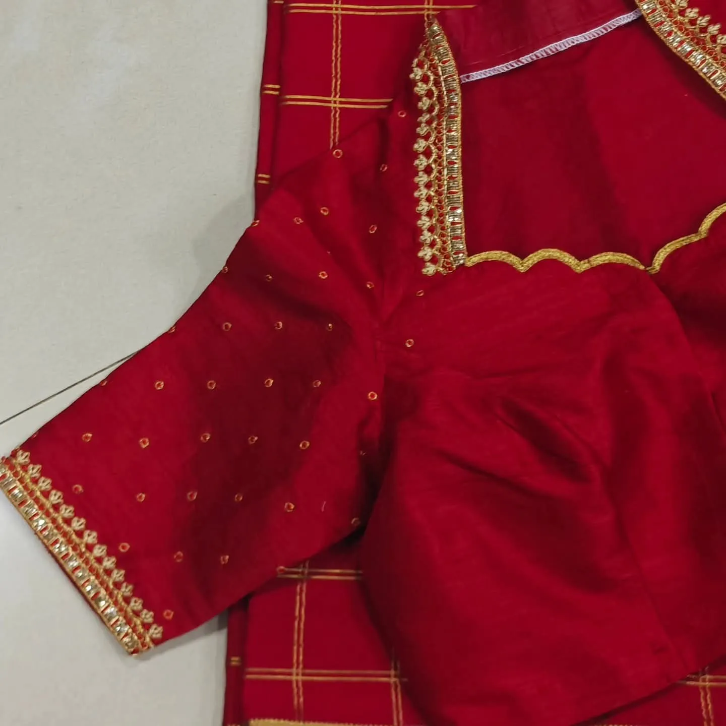 Reddish Maroon HighNeck Maggam Work Blouse  Premium Bridal Look on a Budget