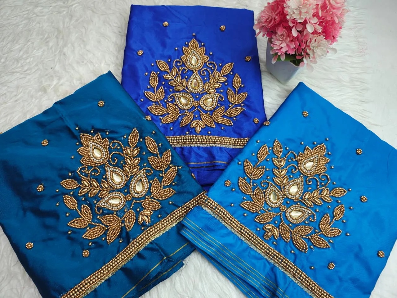 Royal Blue Aari Work Blouse  Elegant Designer Piece at Budget Price  Custom Sizes Available