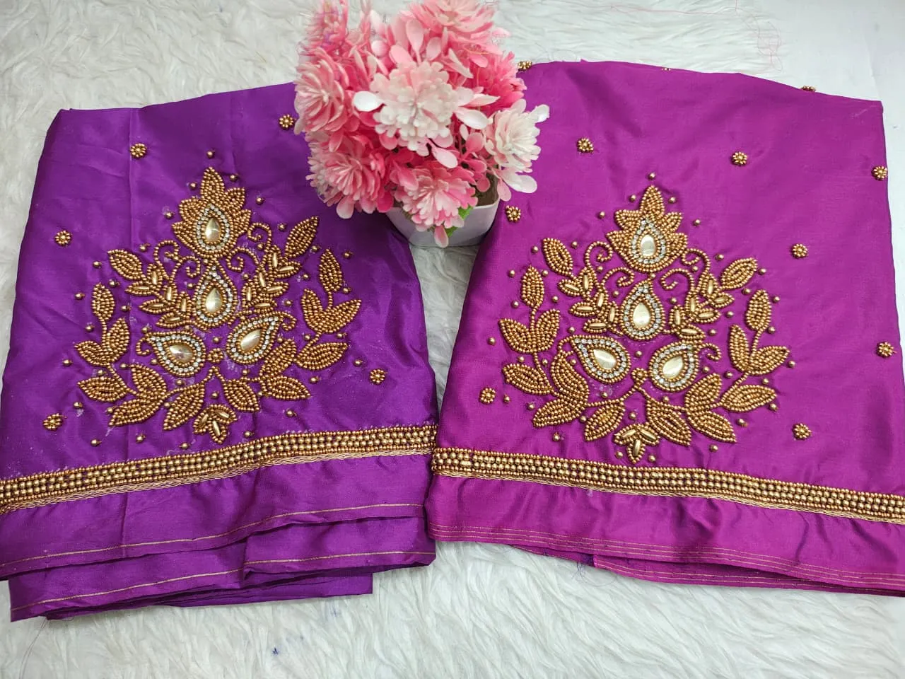 Royal Blue Aari Work Blouse Elegant Designer Piece at Budget Price Custom Sizes Available - Image 4