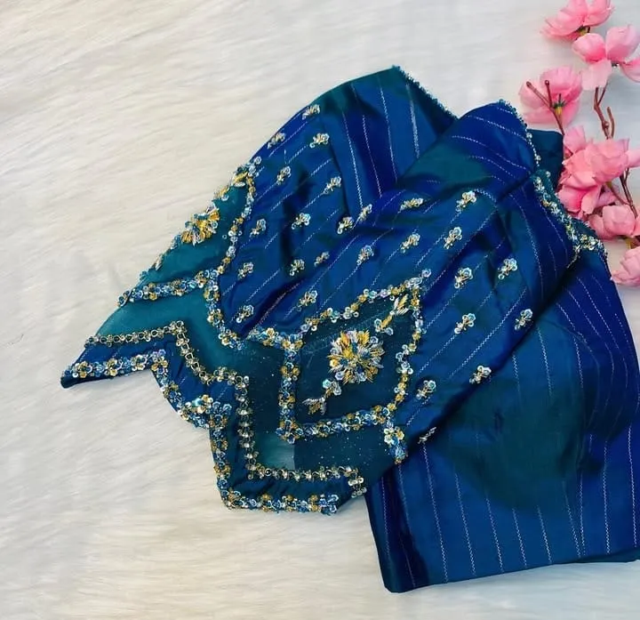 Royal Blue Maggam Work Blouse Premium BudgetFriendly Designer Pick - Image 2