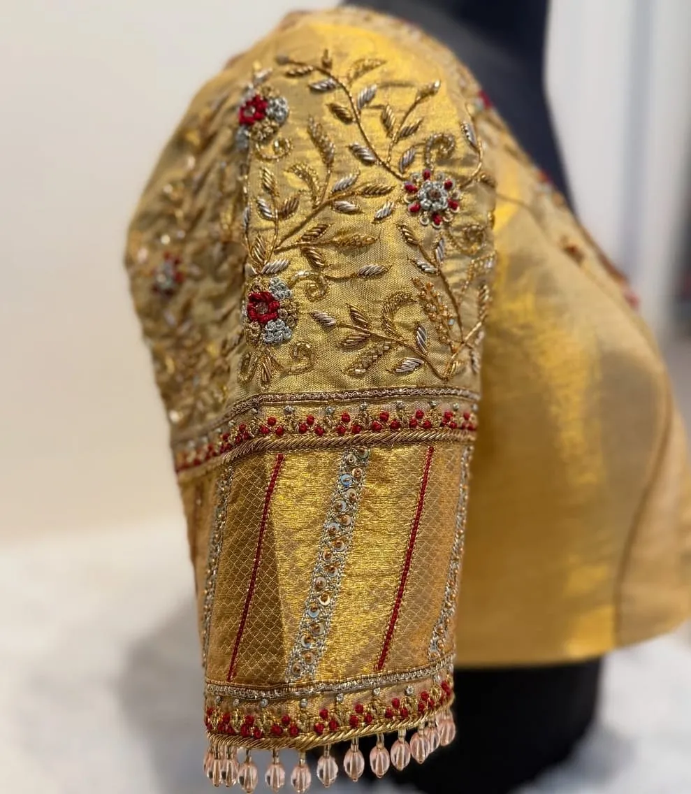 Royal Golden Palki Wedding Maggam Blouse Elegant Bridal Perfection at Affordable Price - Image 3