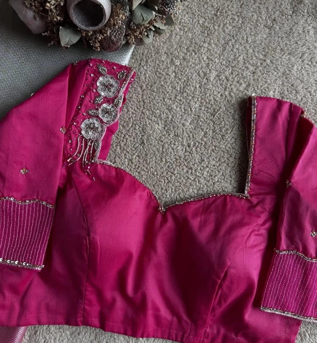 Stunning Pink Silver Zardosi Maggam Work Blouse Under Budget  Shop Trendy Bridal Wear Online