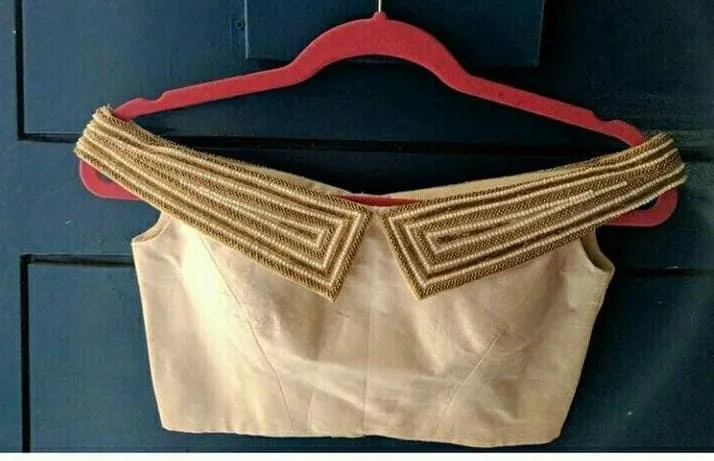 Stylish Creme OffShoulder Maggam Work Blouse  Trendsetting Designer Piece Under Budget