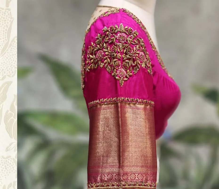 Top 10 Latest Rani Pink Maggam Work Designs for Silk Sarees