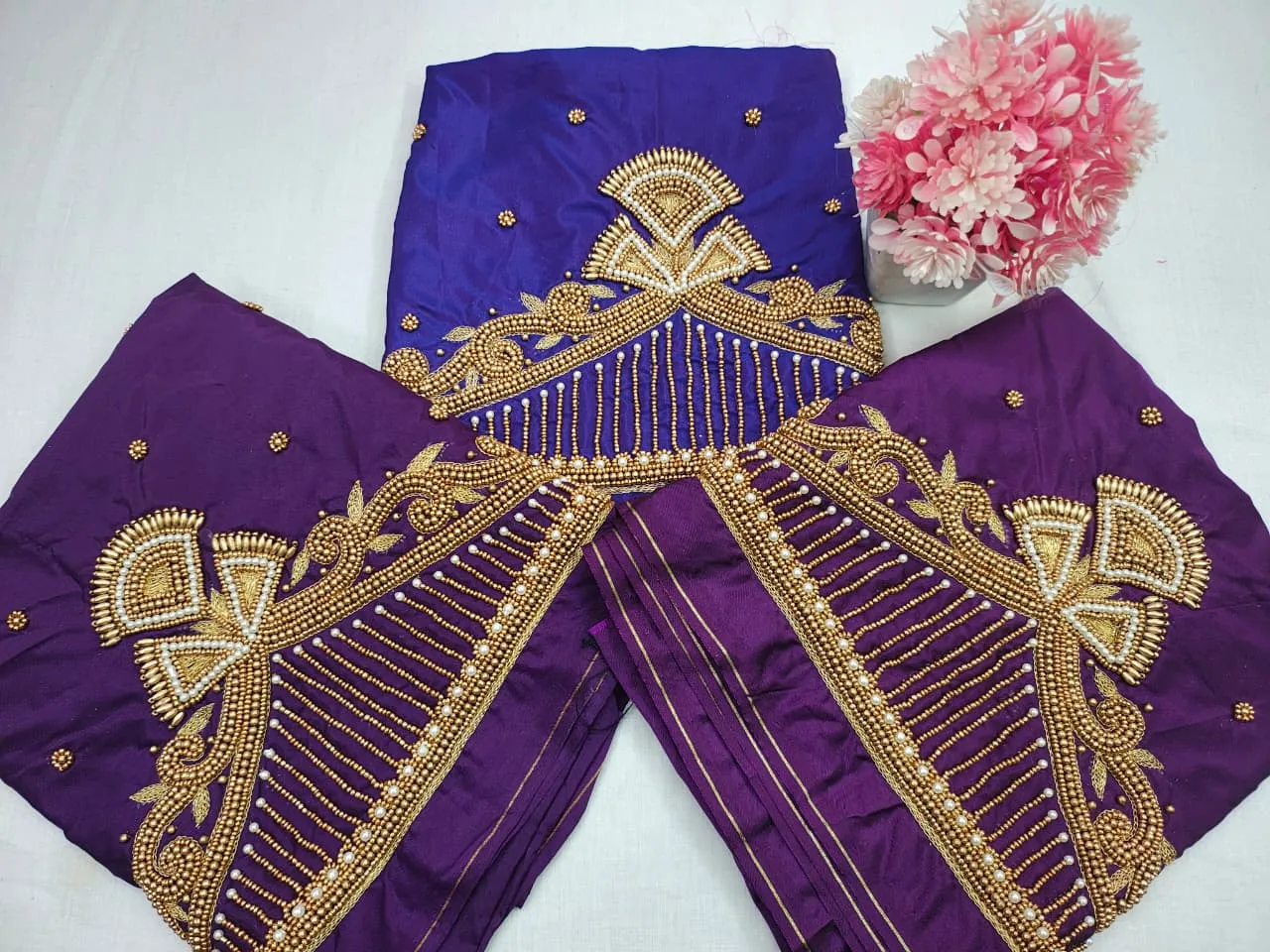 Trending Temple Design Aari Work Blouse in Majestic Purple LimitedTime Offer - Image 4