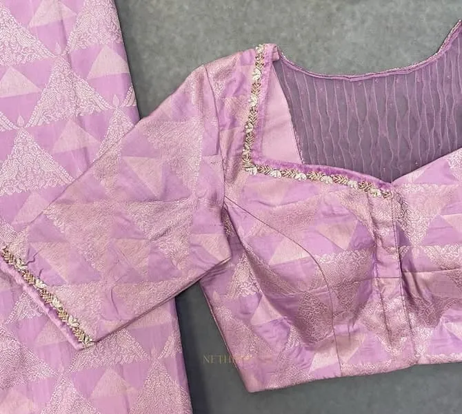 Affordable Lilac Net Bridal Blouse  Designer Maggam Work Wedding Choli